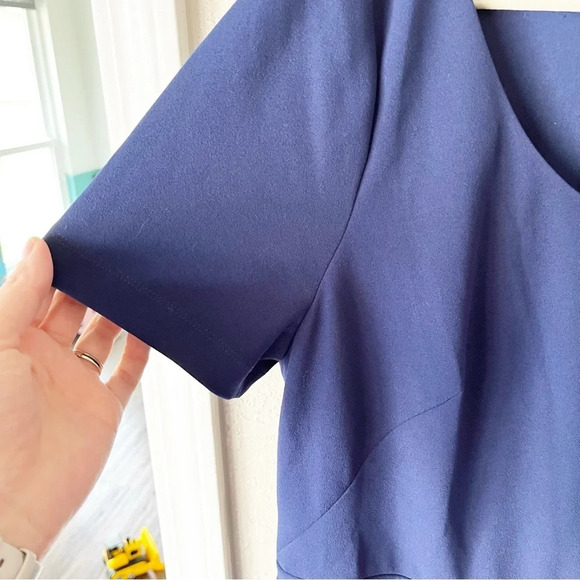 GAL Meets Glam Annie Scuba Crepe Fit & Flare Dress in Navy Blue 20 - Picture 5 of 9